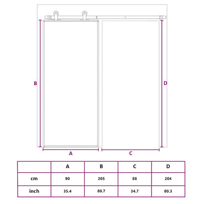 Schuifdeur Esg-Glas En Aluminium Goudkleurig En Mat 90 x 205 cm