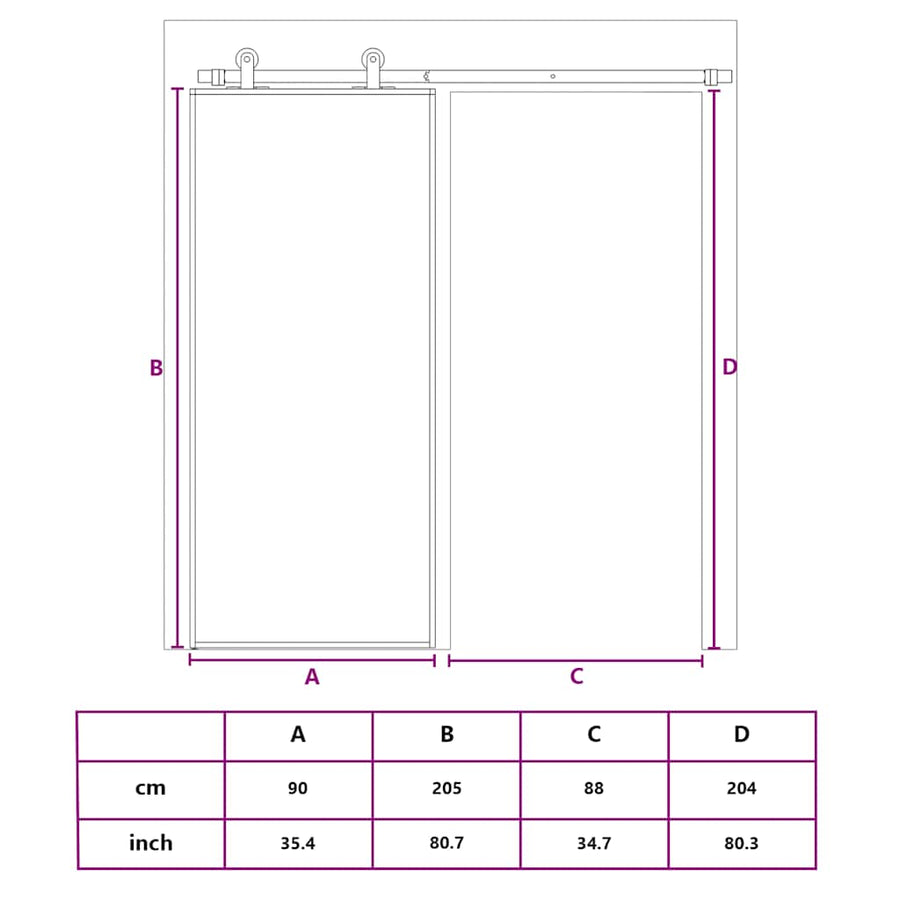 Schuifdeur Esg-Glas En Aluminium Goudkleurig En Mat 90 x 205 cm