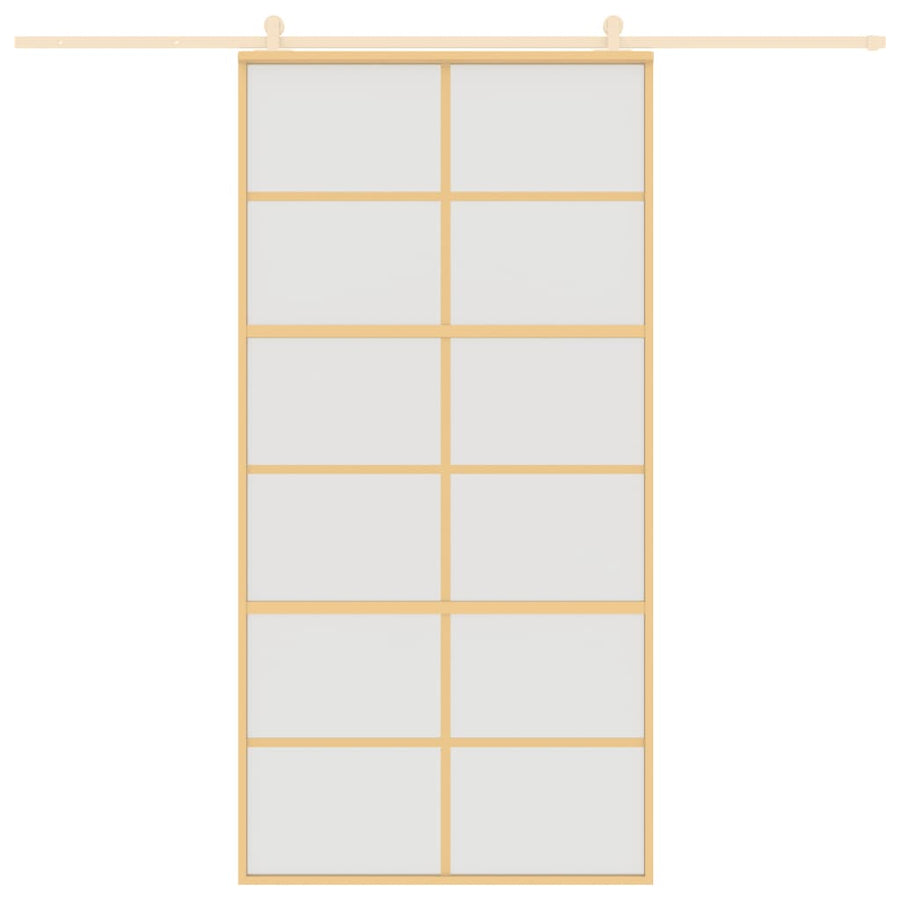Schuifdeur 102,5X205 Cm Mat Esg-Glas En Aluminium Goudkleurig