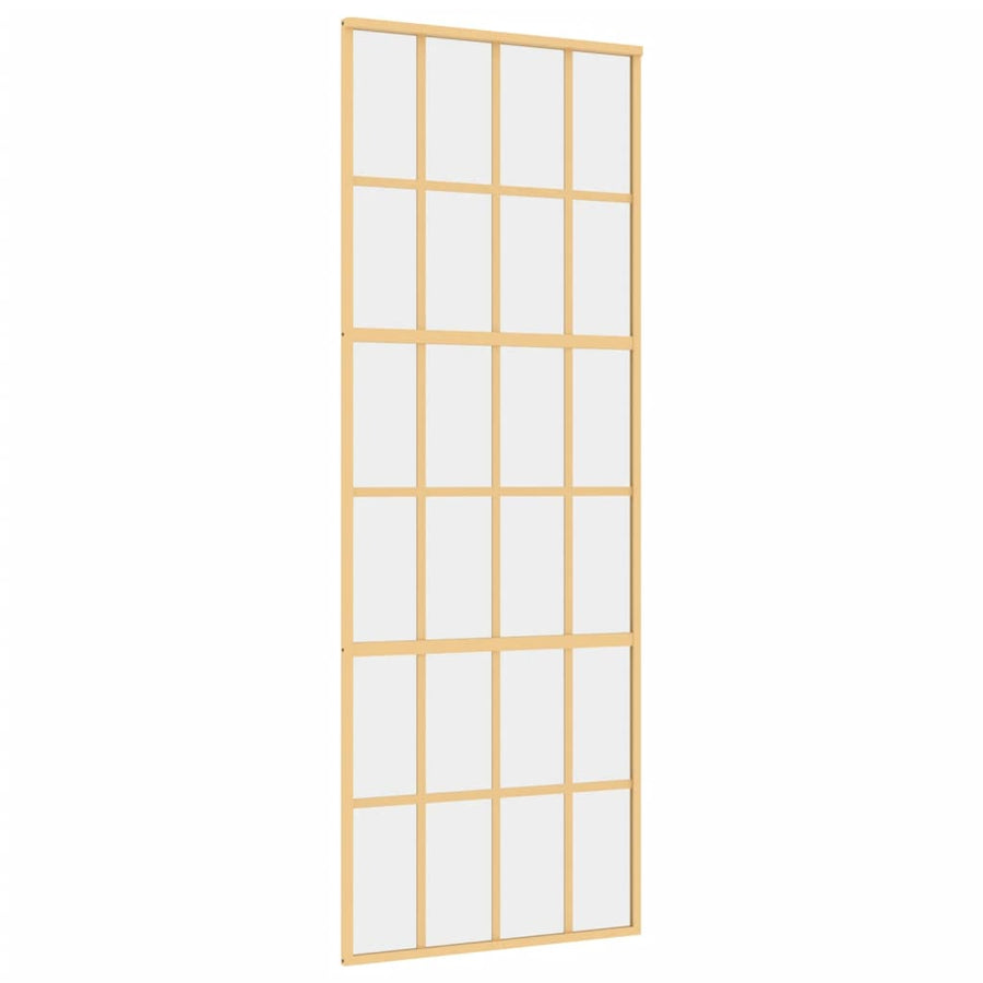 Schuifdeur 76X205 Cm Helder Esg-Glas En Aluminium Goudkleurig