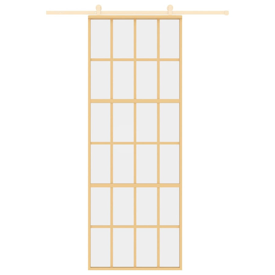 Schuifdeur 76X205 Cm Helder Esg-Glas En Aluminium Goudkleurig