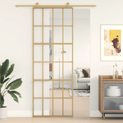 Schuifdeur 76x205 cm helder glas aluminium goud