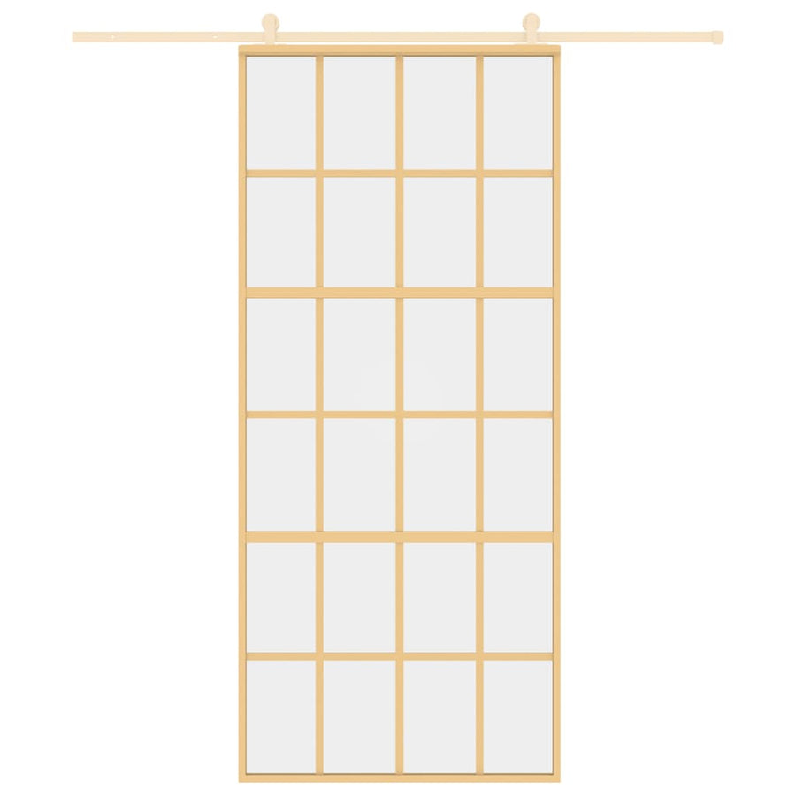 Schuifdeur 90X205 Cm Helder Esg-Glas En Aluminium Goudkleurig