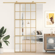 Schuifdeur 90x205 cm helder glas aluminium goud