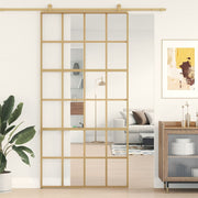 Schuifdeur 102,5x205 cm helder ESG-glas aluminium goud