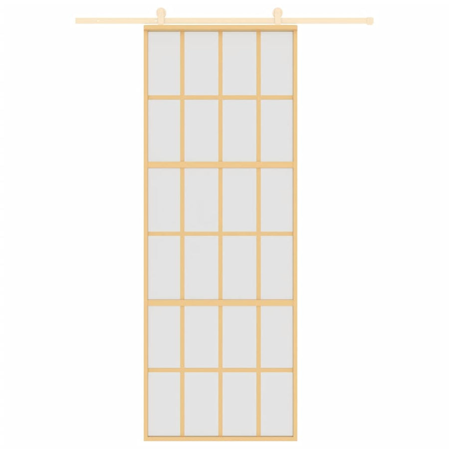Schuifdeur 76X205 Cm Mat Esg-Glas En Aluminium Goudkleurig