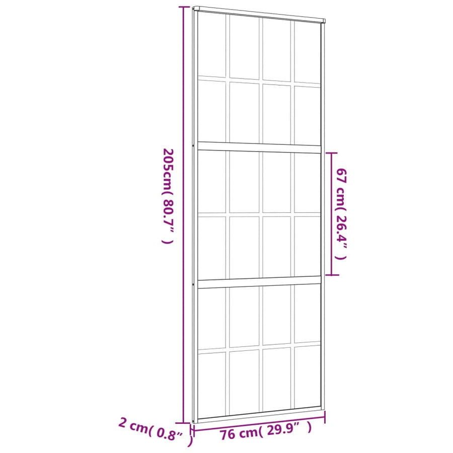 Schuifdeur 76X205 Cm Mat Esg-Glas En Aluminium Goudkleurig