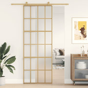 Schuifdeur 76x205 cm mat glas aluminium goudkleurig