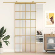 Schuifdeur 90x205 cm mat ESG-glas aluminium goudkleurig