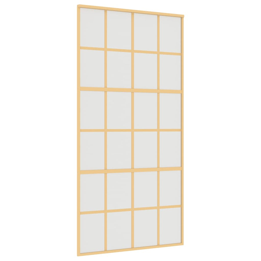 Schuifdeur 102,5x205 cm mat ESG-glas en aluminium goudkleurig