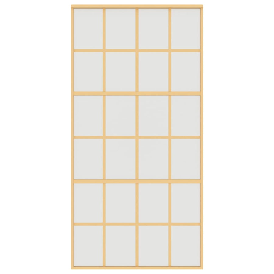 Schuifdeur 102,5x205 cm mat ESG-glas en aluminium goudkleurig
