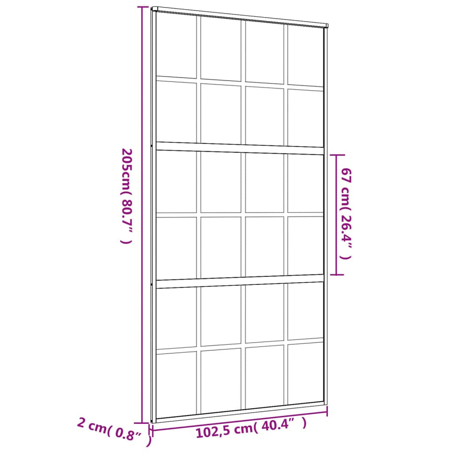 Schuifdeur 102,5x205 cm mat ESG-glas en aluminium goudkleurig