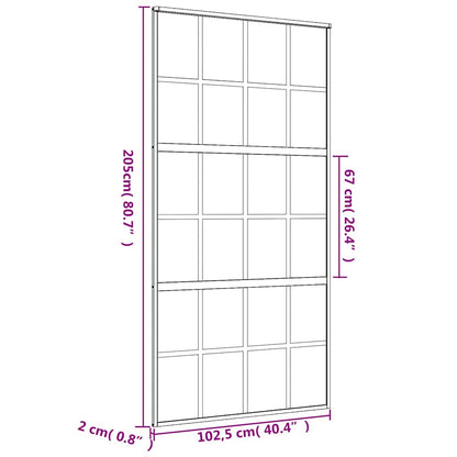 Schuifdeur 102,5x205 cm mat ESG-glas en aluminium goudkleurig