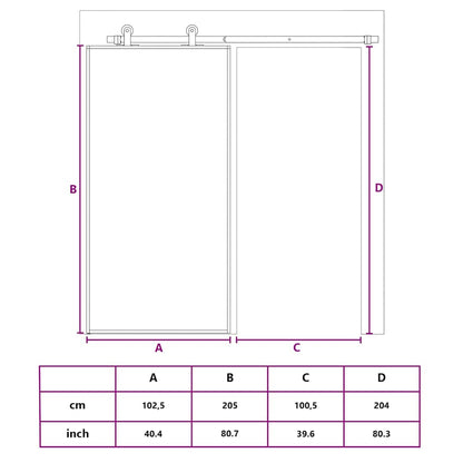 Schuifdeur 102,5x205 cm mat ESG-glas en aluminium goudkleurig
