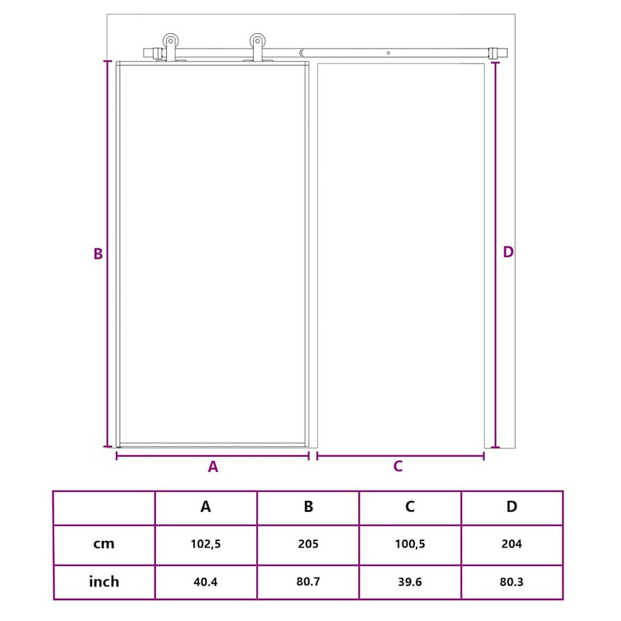 Schuifdeur 102,5x205 cm mat ESG-glas en aluminium goudkleurig