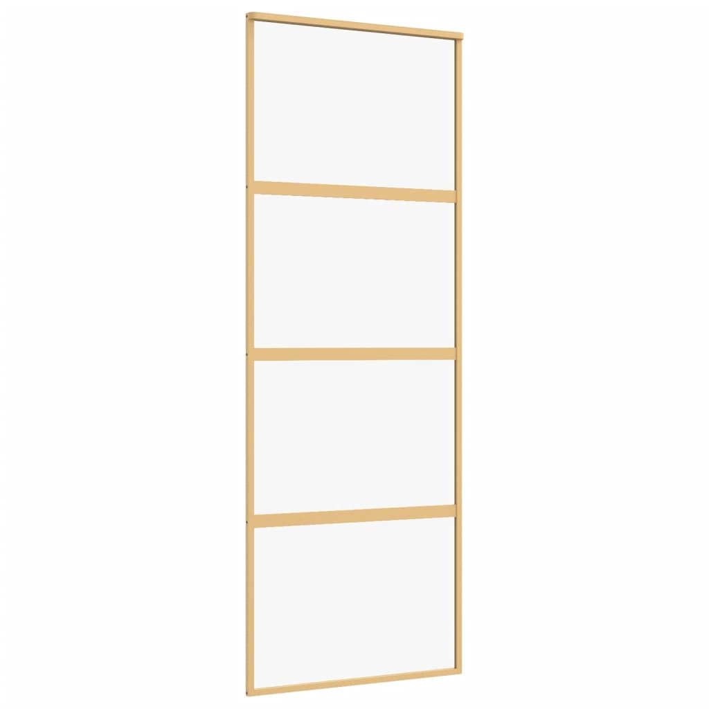 Schuifdeur 76x205 cm helder ESG-glas en aluminium goudkleurig 1 76 x 205 cm Goud