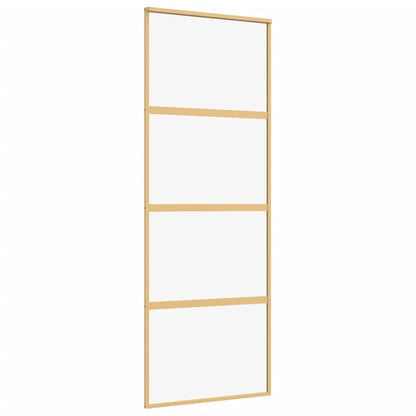 Schuifdeur 76x205 cm helder ESG-glas en aluminium goudkleurig 1 76 x 205 cm Goud