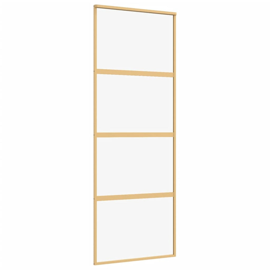 Schuifdeur 76x205 cm helder ESG-glas en aluminium goudkleurig 1 76 x 205 cm Goud
