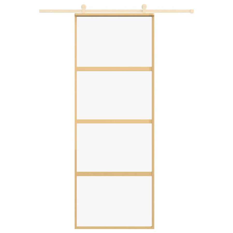 Schuifdeur 76x205 cm helder ESG-glas en aluminium goudkleurig 1 76 x 205 cm Goud