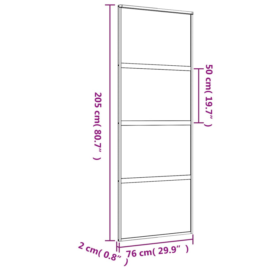 Schuifdeur 76x205 cm helder ESG-glas en aluminium goudkleurig 1 76 x 205 cm Goud