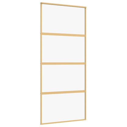 Schuifdeur 90x205 cm helder ESG-glas en aluminium goudkleurig