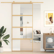 Schuifdeur 90x205 cm helder glas goudkleurig aluminium