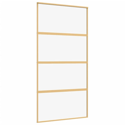 Schuifdeur 102,5x205 cm helder ESG-glas en aluminium goudkleur 102.5 x 205 cm Doorzichtig