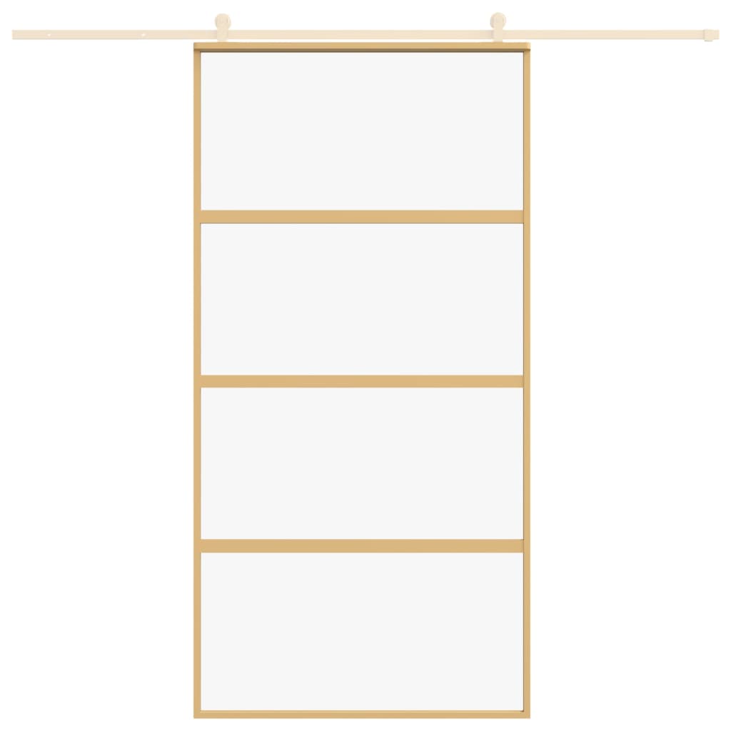 Schuifdeur 102,5x205 cm helder ESG-glas en aluminium goudkleur 102.5 x 205 cm Doorzichtig