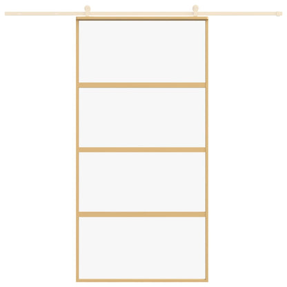 Schuifdeur 102,5x205 cm helder ESG-glas en aluminium goudkleur 102.5 x 205 cm Doorzichtig