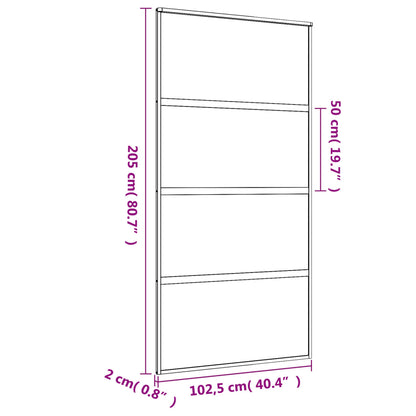 Schuifdeur 102,5x205 cm helder ESG-glas en aluminium goudkleur 102.5 x 205 cm Doorzichtig