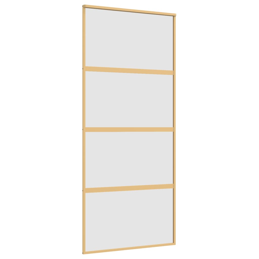 Schuifdeur 90x205 cm mat ESG-glas en aluminium goudkleurig 90 x 205 cm Mat