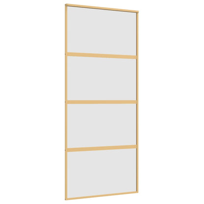 Schuifdeur 90x205 cm mat ESG-glas en aluminium goudkleurig 90 x 205 cm Mat