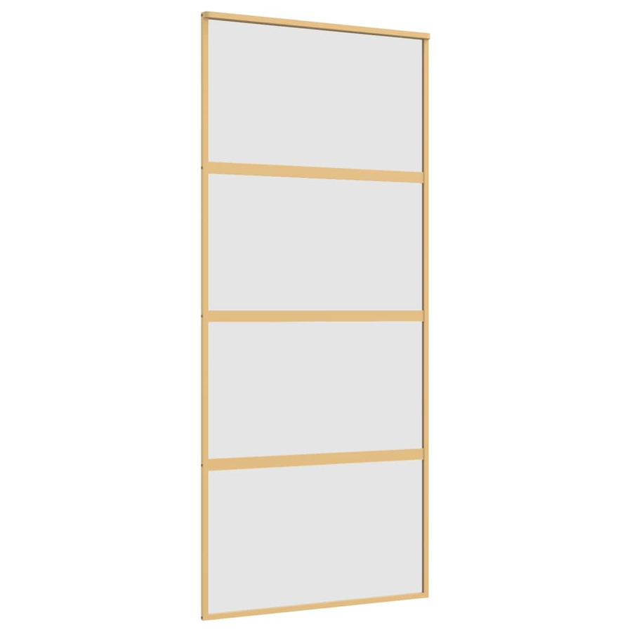 Schuifdeur 90x205 cm mat ESG-glas en aluminium goudkleurig 90 x 205 cm Mat