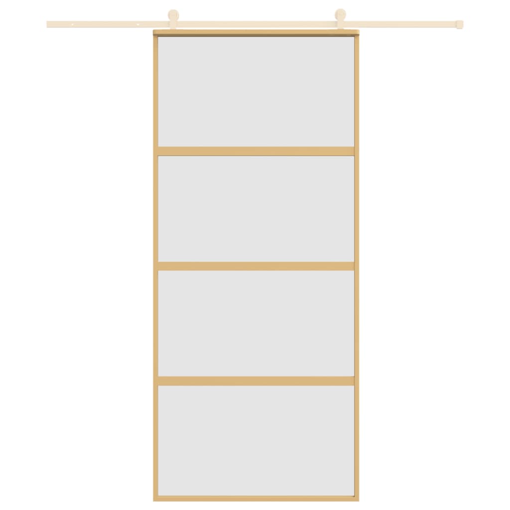 Schuifdeur 90x205 cm mat ESG-glas en aluminium goudkleurig 90 x 205 cm Mat