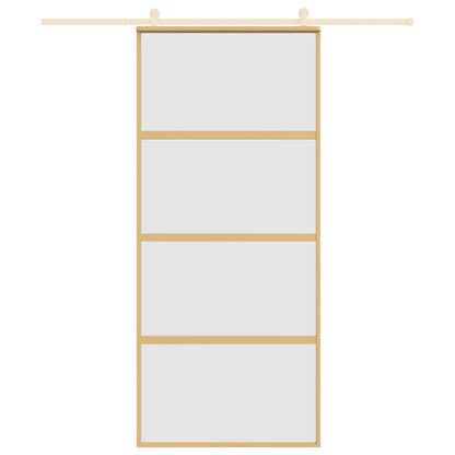 Schuifdeur 90x205 cm mat ESG-glas en aluminium goudkleurig 90 x 205 cm Mat