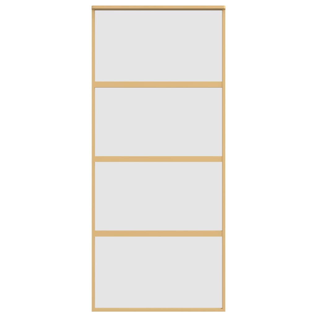 Schuifdeur 90x205 cm mat ESG-glas en aluminium goudkleurig 90 x 205 cm Mat