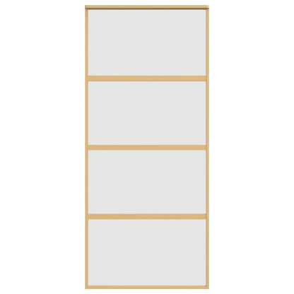 Schuifdeur 90x205 cm mat ESG-glas en aluminium goudkleurig 90 x 205 cm Mat