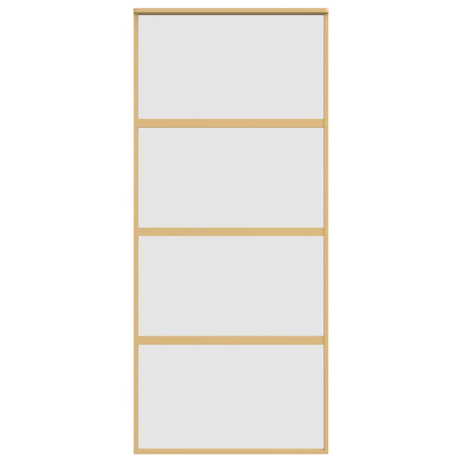 Schuifdeur 90x205 cm mat ESG-glas en aluminium goudkleurig 90 x 205 cm Mat