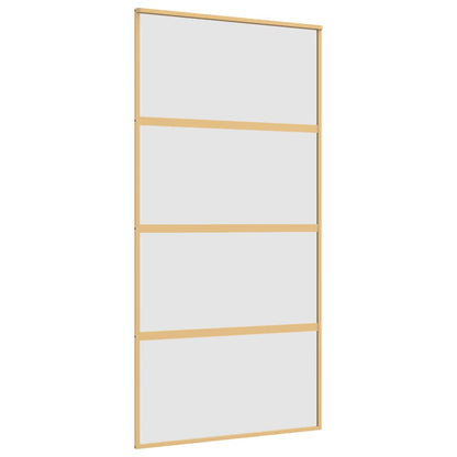 Schuifdeur 102,5x205 cm mat ESG-glas en aluminium goudkleurig 102.5 x 205 cm Mat