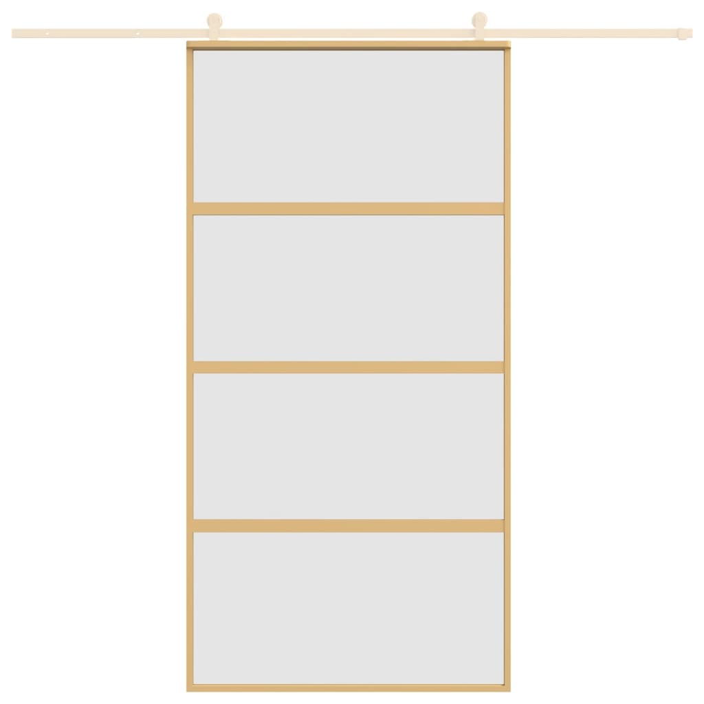 Schuifdeur 102,5x205 cm mat ESG-glas en aluminium goudkleurig 102.5 x 205 cm Mat