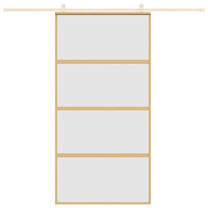 Schuifdeur 102,5x205 cm mat ESG-glas en aluminium goudkleurig 102.5 x 205 cm Mat