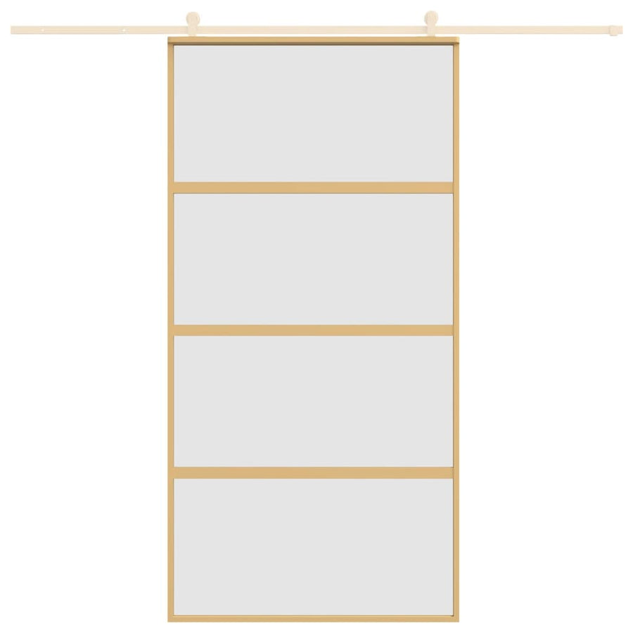 Schuifdeur 102,5x205 cm mat ESG-glas en aluminium goudkleurig 102.5 x 205 cm Mat