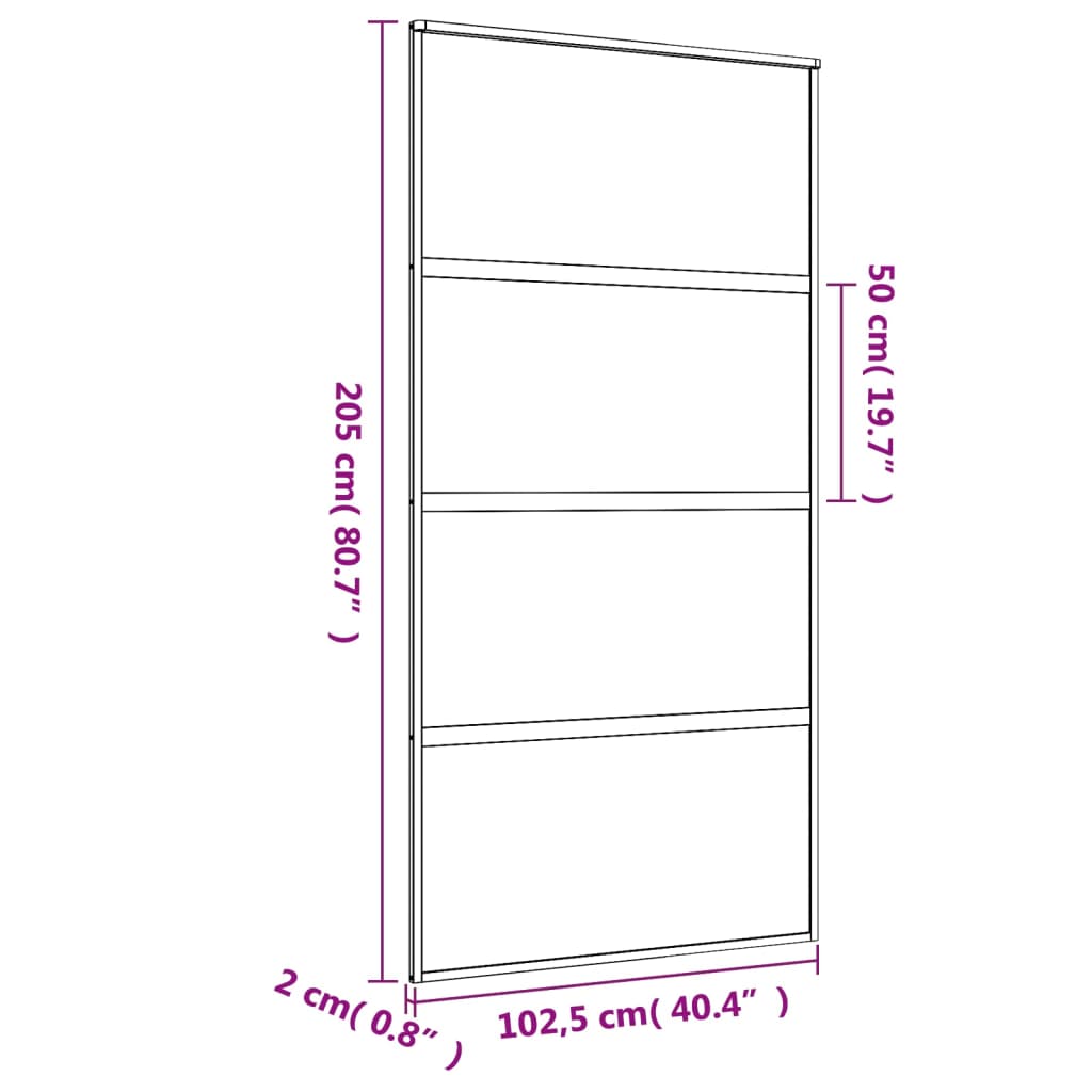 Schuifdeur 102,5x205 cm mat ESG-glas en aluminium goudkleurig 102.5 x 205 cm Mat