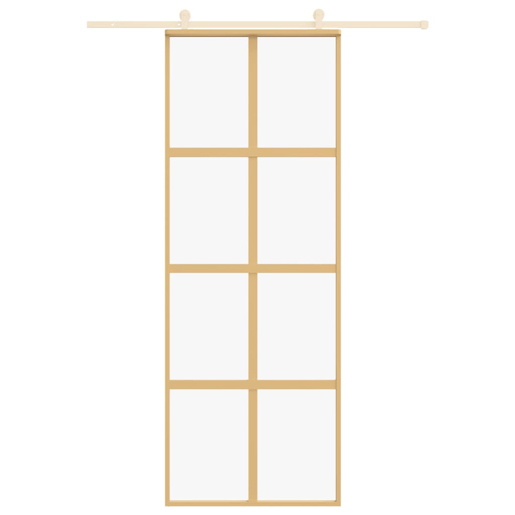 Schuifdeur 76x205 cm helder ESG-glas en aluminium goudkleurig 1 76 x 205 cm Goud