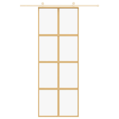 Schuifdeur 76x205 cm helder ESG-glas en aluminium goudkleurig 1 76 x 205 cm Goud