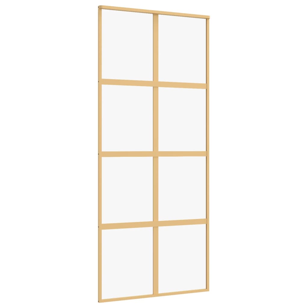 Schuifdeur 90x205 cm helder ESG-glas en aluminium goudkleurig 1 90 x 205 cm Goud
