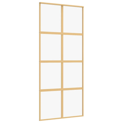 Schuifdeur 90x205 cm helder ESG-glas en aluminium goudkleurig 1 90 x 205 cm Goud