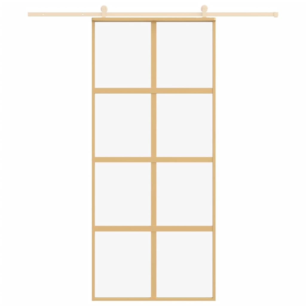 Schuifdeur 90x205 cm helder ESG-glas en aluminium goudkleurig 1 90 x 205 cm Goud