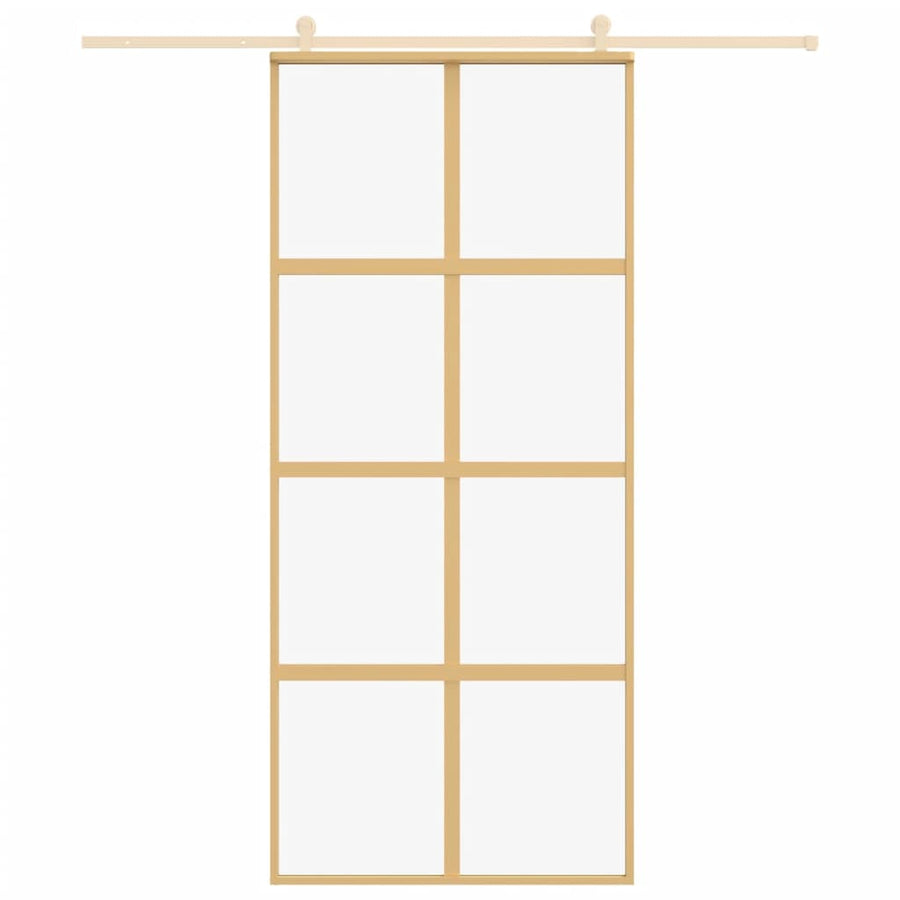 Schuifdeur 90x205 cm helder ESG-glas en aluminium goudkleurig 1 90 x 205 cm Goud
