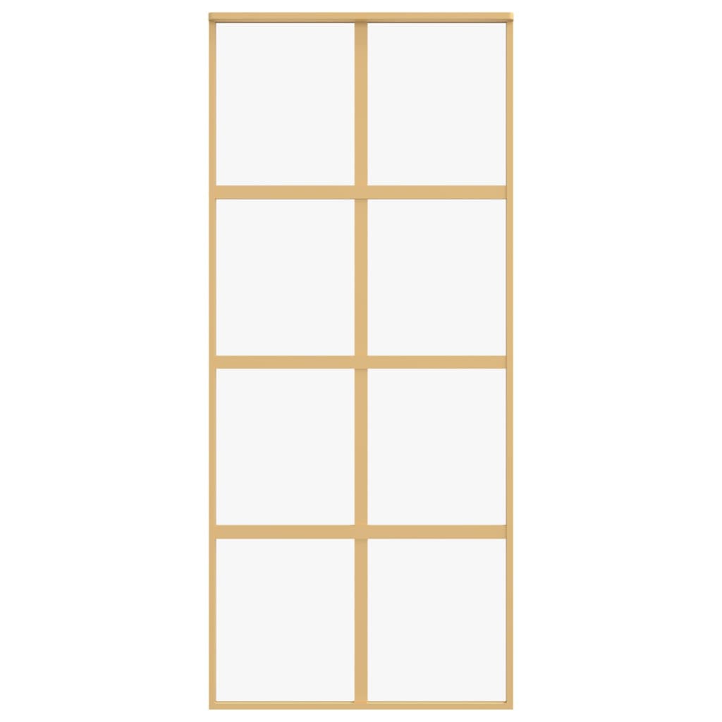 Schuifdeur 90x205 cm helder ESG-glas en aluminium goudkleurig 1 90 x 205 cm Goud